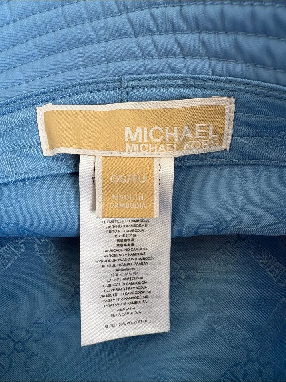 Michael Kors Blue Bucket Hat One Size Logo Solid Polyester Women